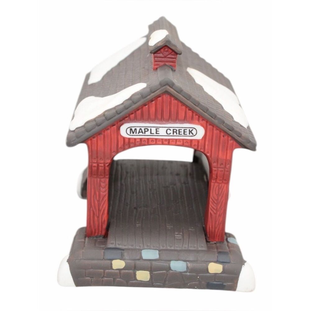 Dept 56 Heritage Village Red Covered Bridge #5987-0 New England Village EUC